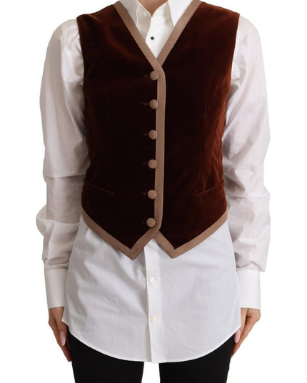 Dolce & Gabbana Bordeaux Velvet Cotton V-neck Sleeveless Vest Top