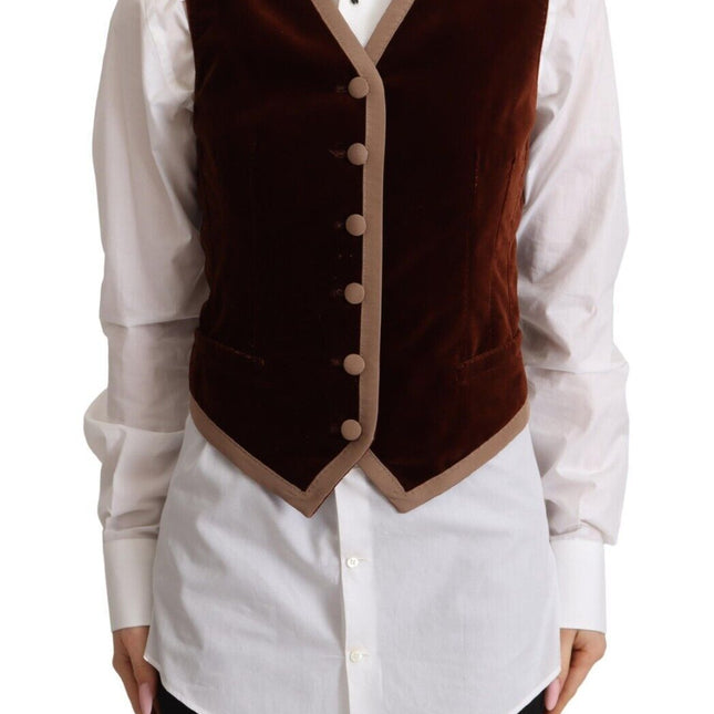 Dolce & Gabbana Bordeaux Velvet Cotton V-neck Sleeveless Vest Top