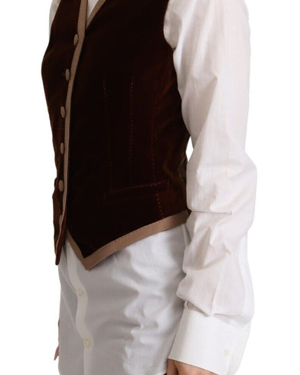 Dolce & Gabbana Bordeaux Velvet Cotton V-neck Sleeveless Vest Top