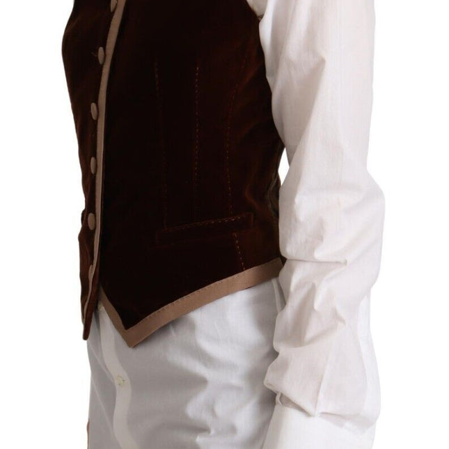 Dolce & Gabbana Bordeaux Velvet Cotton V-neck Sleeveless Vest Top