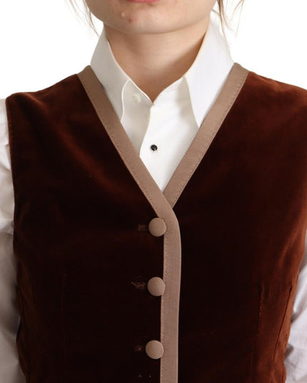 Dolce & Gabbana Bordeaux Velvet Cotton V-neck Sleeveless Vest Top