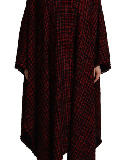 Dolce & Gabbana Black Red Cotton Checkered Over Coat Jacket