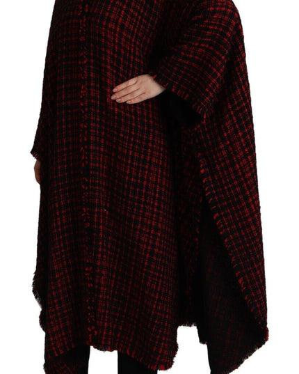 Dolce & Gabbana Black Red Cotton Checkered Over Coat Jacket