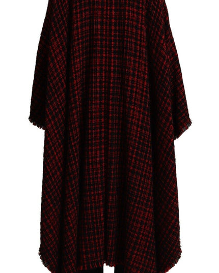 Dolce & Gabbana Black Red Cotton Checkered Over Coat Jacket