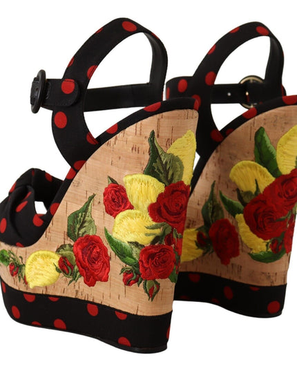 Dolce & Gabbana Multicolor Platform Wedges Sandals Charmeuse Shoes