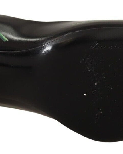 Dolce & Gabbana Black Leather Roses High Heels Pumps Shoes