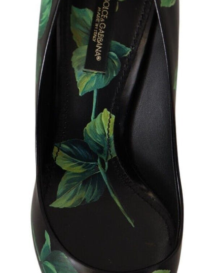 Dolce & Gabbana Black Leather Roses High Heels Pumps Shoes