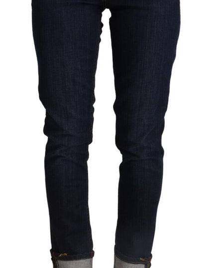 Acht Blue Cotton Low Waist Slim Fit Denim Women Trouser Jeans