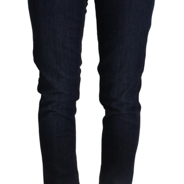 Acht Blue Cotton Low Waist Slim Fit Denim Women Trouser Jeans