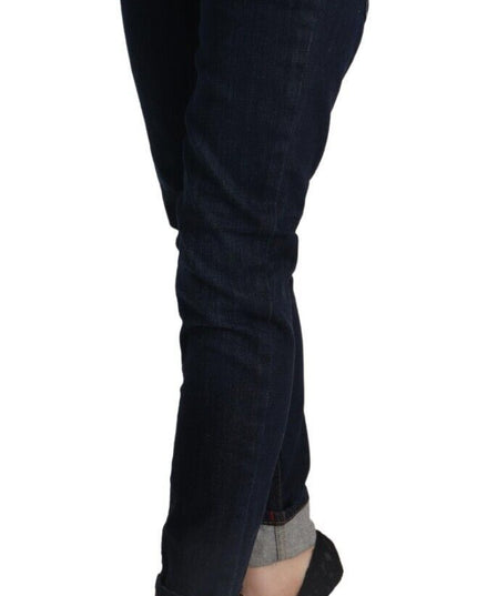 Acht Blue Cotton Low Waist Slim Fit Denim Women Trouser Jeans