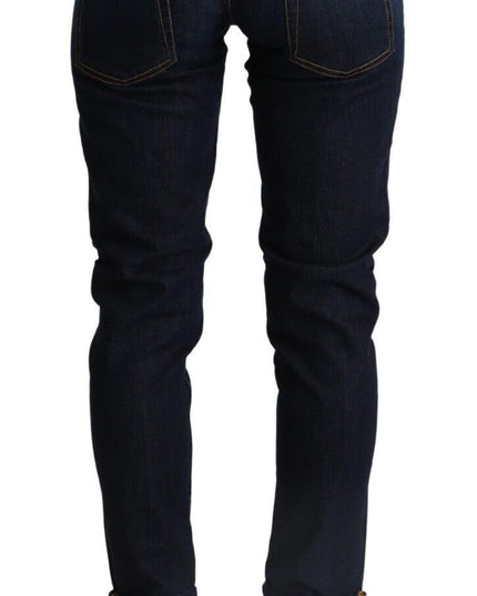 Acht Blue Cotton Low Waist Slim Fit Denim Women Trouser Jeans