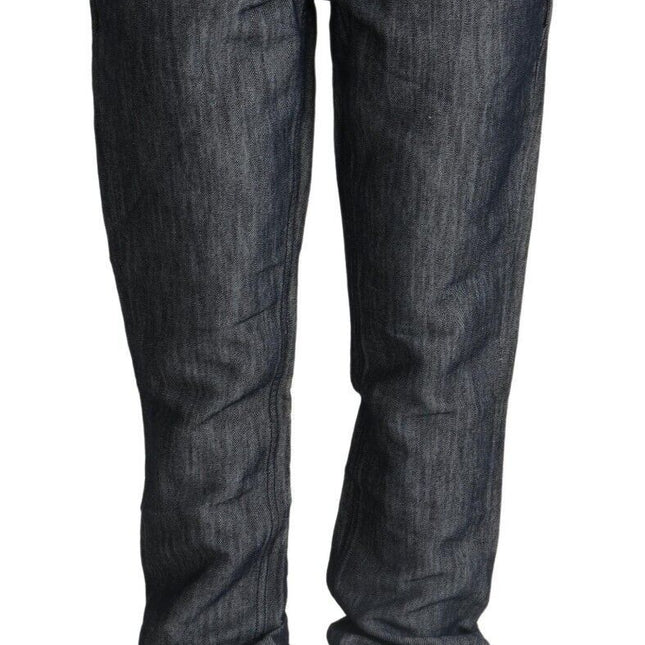 Acht Dark Gray Ramie Mid Wide Waist Straight Denim Jeans