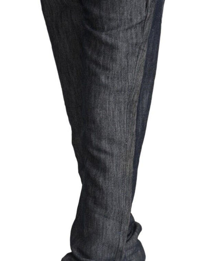 Acht Dark Gray Ramie Mid Wide Waist Straight Denim Jeans