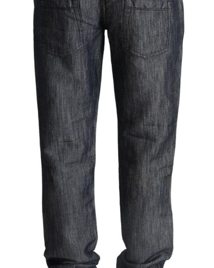 Acht Dark Gray Ramie Mid Wide Waist Straight Denim Jeans