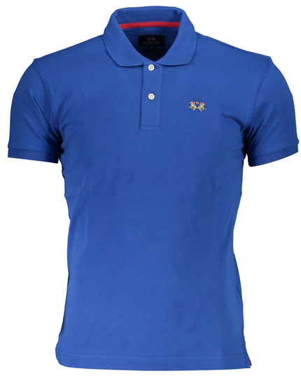 La Martina Blue Cotton Polo Shirt