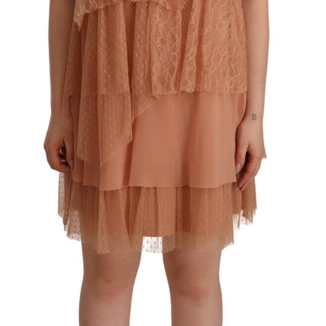 Liu Jo Pink Lace Sleeveless Mini Shift Layered Dress