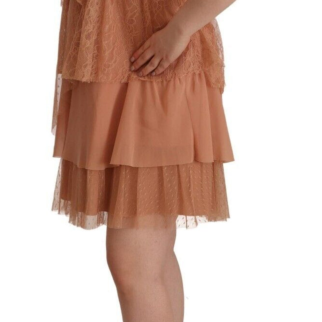 Liu Jo Pink Lace Sleeveless Mini Shift Layered Dress