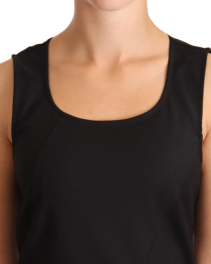 Patrizia Pepe Black Cotton Blend Sleeveless Knee Length Sheath Dress