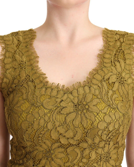 Dolce & Gabbana Brown Floral Lace Maxi Floor Length Dress