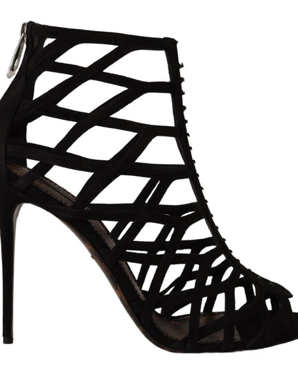Dolce & Gabbana Black Suede Stiletto Heels Bette Sandals Shoes