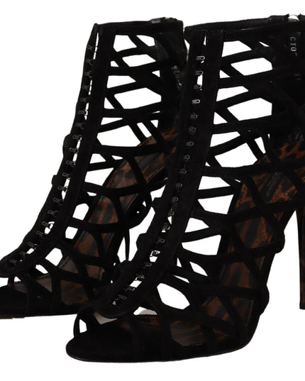 Dolce & Gabbana Black Suede Stiletto Heels Bette Sandals Shoes