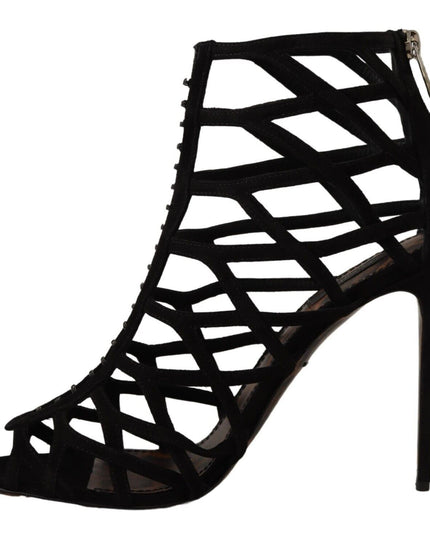 Dolce & Gabbana Black Suede Stiletto Heels Bette Sandals Shoes