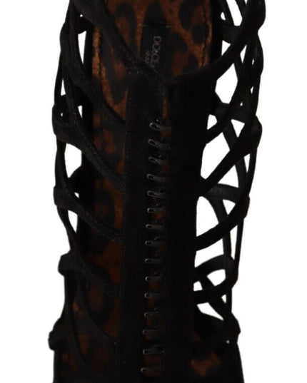Dolce & Gabbana Black Suede Stiletto Heels Bette Sandals Shoes