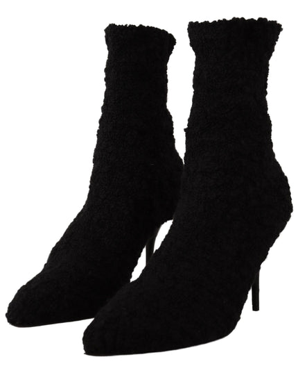 Dolce & Gabbana Black Stiletto Heels Mid Calf Women Boots