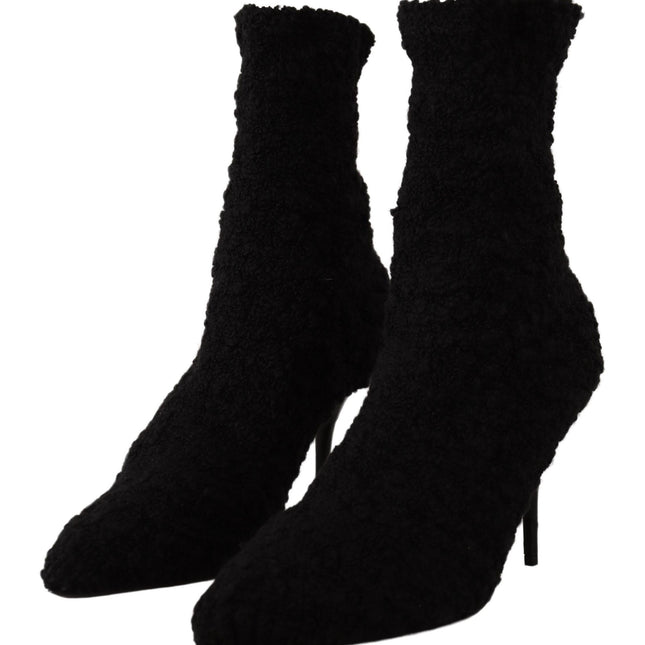 Dolce & Gabbana Black Stiletto Heels Mid Calf Women Boots