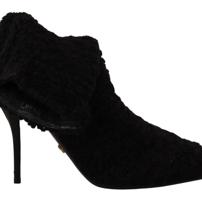 Dolce & Gabbana Black Stiletto Heels Mid Calf Women Boots
