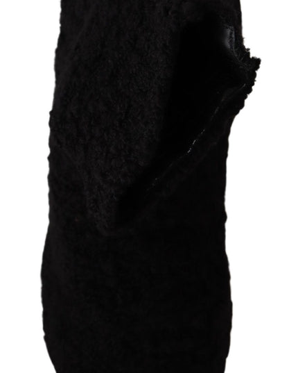 Dolce & Gabbana Black Stiletto Heels Mid Calf Women Boots