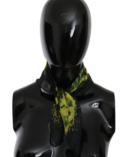 GF Ferre Black Yellow Floral Wrap Shawl Foulard Scarf