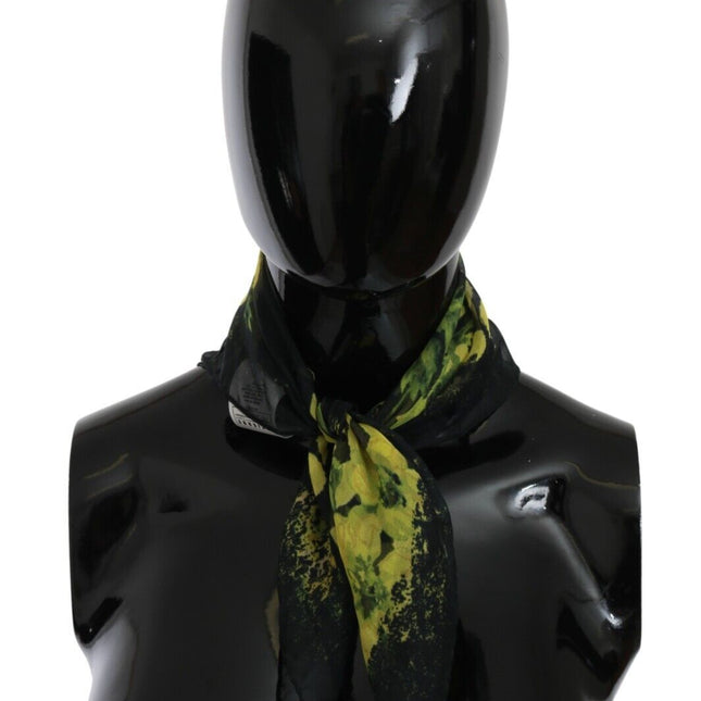GF Ferre Black Yellow Floral Wrap Shawl Foulard Scarf