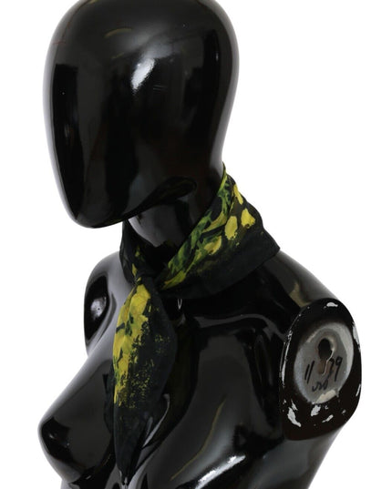 GF Ferre Black Yellow Floral Wrap Shawl Foulard Scarf