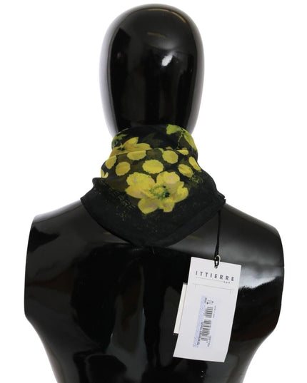 GF Ferre Black Yellow Floral Wrap Shawl Foulard Scarf