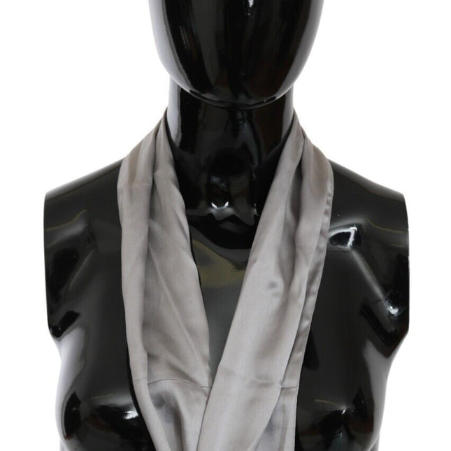 Ermanno Scervino Metallic Silver Silk Neck Wrap Shawl Scarf