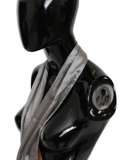 Ermanno Scervino Metallic Silver Silk Neck Wrap Shawl Scarf