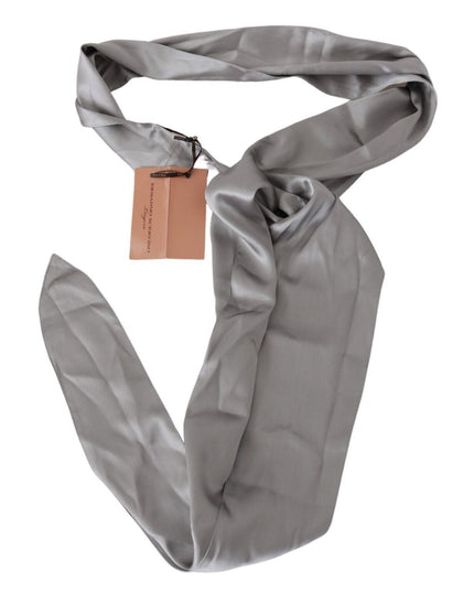 Ermanno Scervino Metallic Silver Silk Neck Wrap Shawl Scarf