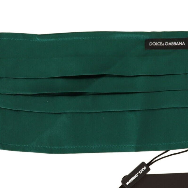 Dolce & Gabbana Green Silk Pleated Elastic Ear Strap Face Mask