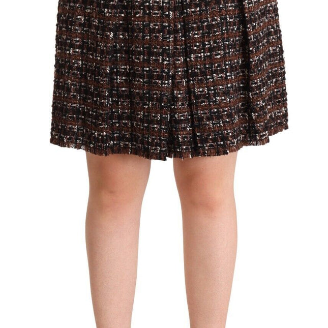 Dolce & Gabbana Brown High Waist Mini A-Line Pleated Skirt