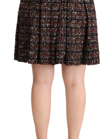 Dolce & Gabbana Brown High Waist Mini A-Line Pleated Skirt