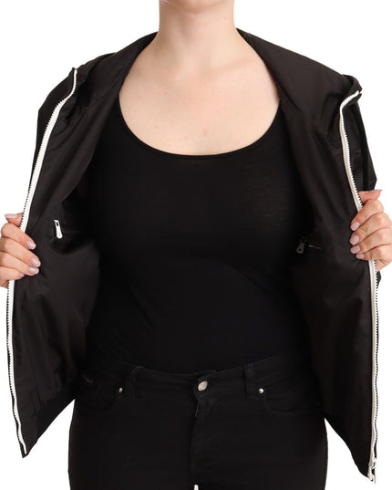 Dolce & Gabbana Black Polyester Hooded Bomber Full Zip Jacket