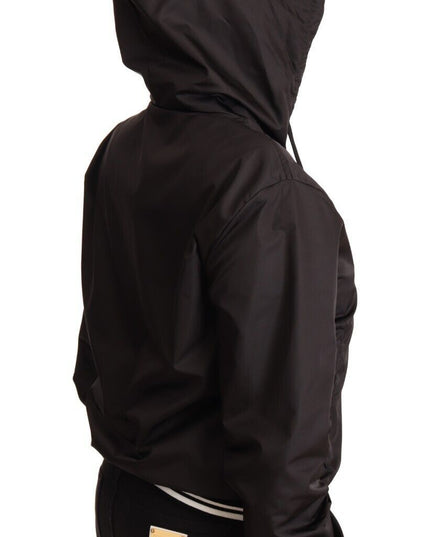 Dolce & Gabbana Black Polyester Hooded Bomber Full Zip Jacket
