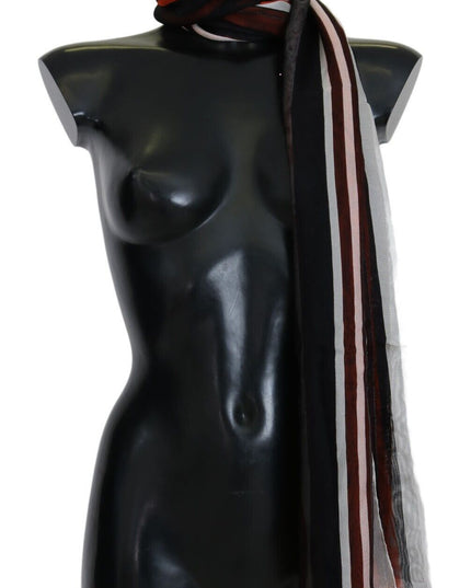 Dolce & Gabbana Multicolor Striped Silk Shawl Fringes Scarf