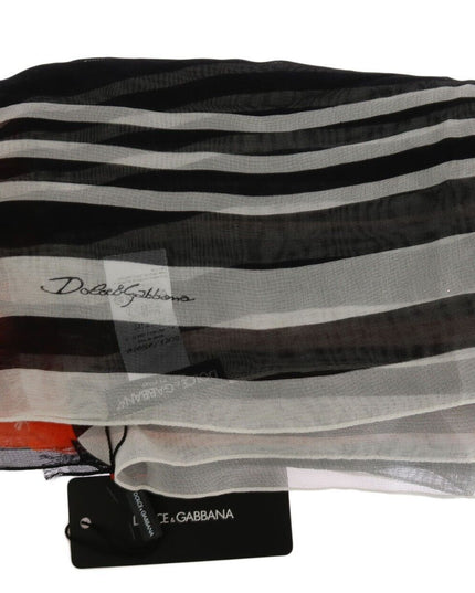 Dolce & Gabbana Multicolor Striped Silk Shawl Fringes Scarf