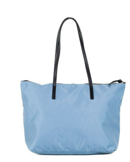 Versace Portuna Medusa Medium Cornflower Blue Nylon Leather Tote Bag Purse