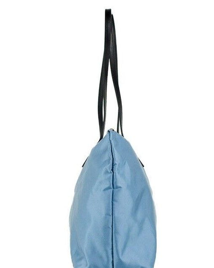 Versace Portuna Medusa Medium Cornflower Blue Nylon Leather Tote Bag Purse