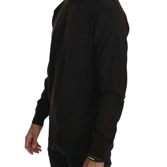 MILA SCHÖN Brown Turtle Neck Pullover Wool Sweater