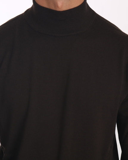 MILA SCHÖN Brown Turtle Neck Pullover Wool Sweater