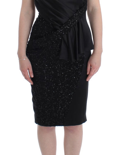 Masha Ma Black Strapless Embellished Pencil Dress